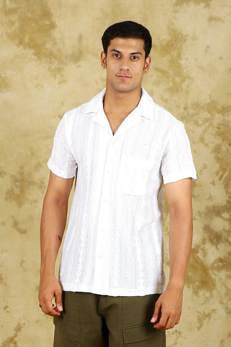 bluebird crafted comfort knitted white shirt for men - Veshbhoshaa