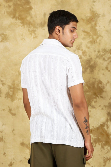 bluebird crafted comfort knitted white shirt for men - Veshbhoshaa