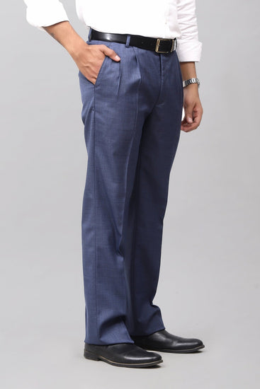 Bluebird Electric Blue Pleated Trouser - Veshbhoshaa