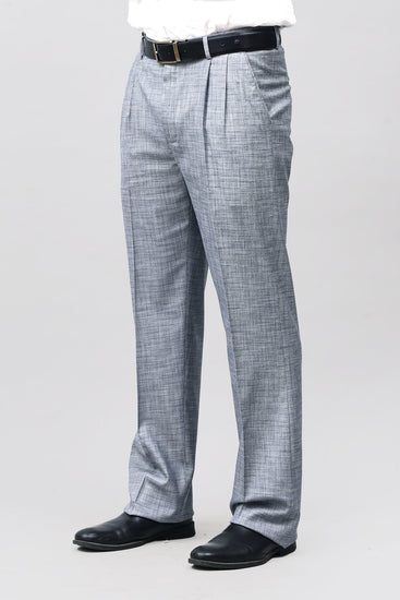 Bluebird Elegant Blue Check Pleated Trouser - Veshbhoshaa