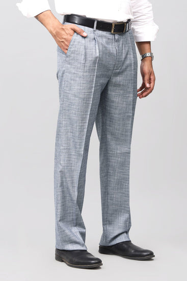 Bluebird Elegant Blue Check Pleated Trouser - Veshbhoshaa