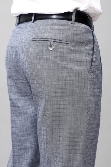 Bluebird Elegant Blue Check Pleated Trouser - Veshbhoshaa