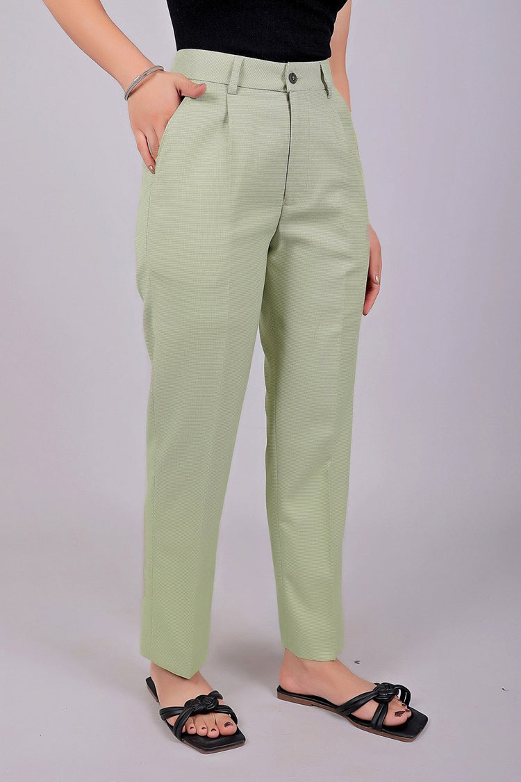 bluebird green houndstooth check formal trouser comfort fit - Veshbhoshaa