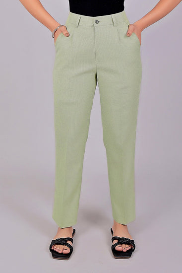 bluebird green houndstooth check formal trouser comfort fit - Veshbhoshaa