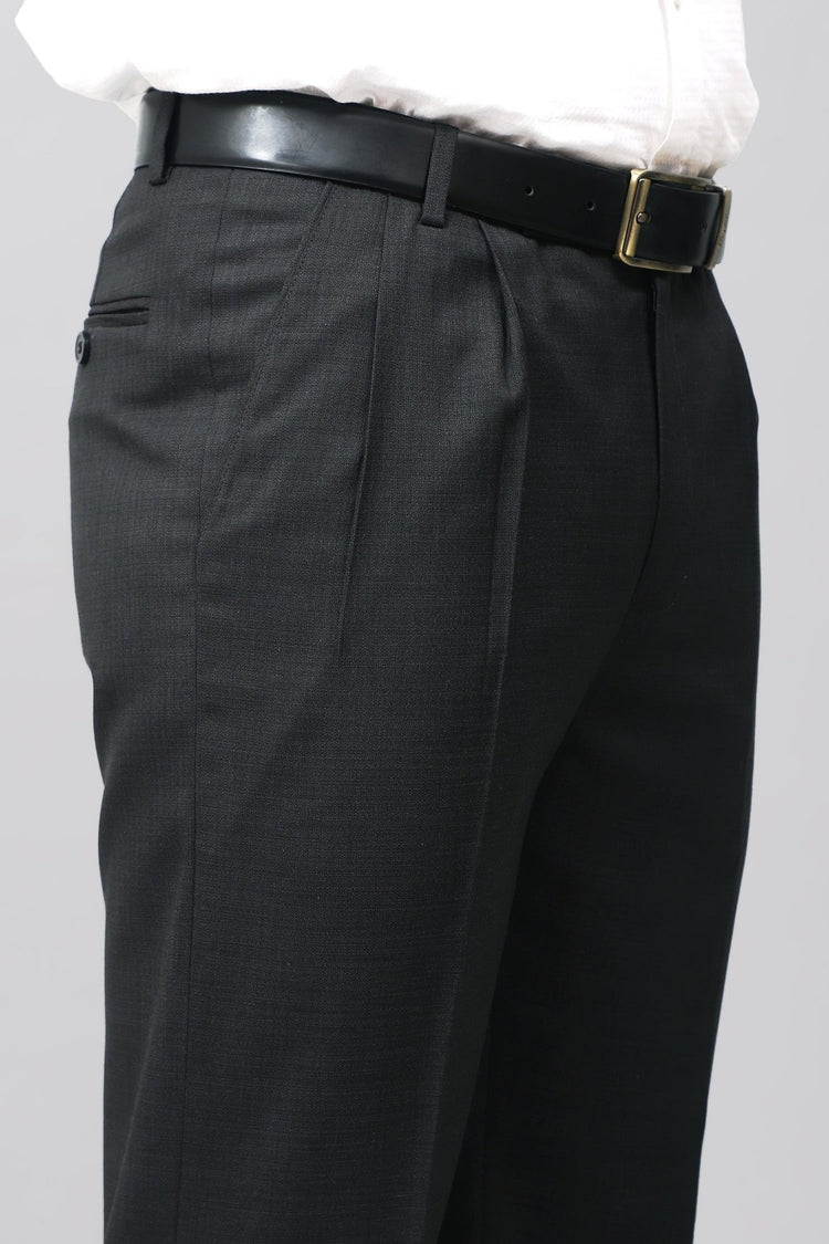 Bluebird Jet Black Pleated Tailored Trouser - Veshbhoshaa