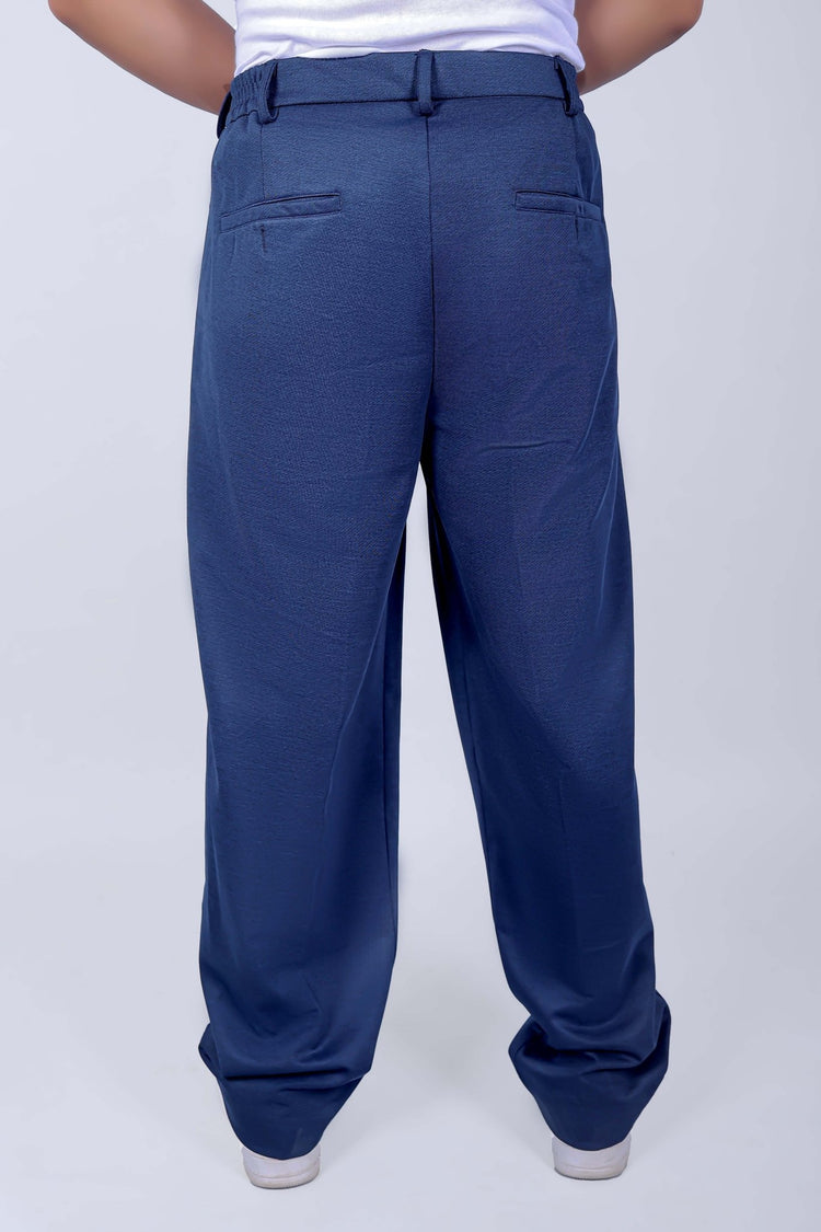 bluebird korean pleated pant blue color - Veshbhoshaa