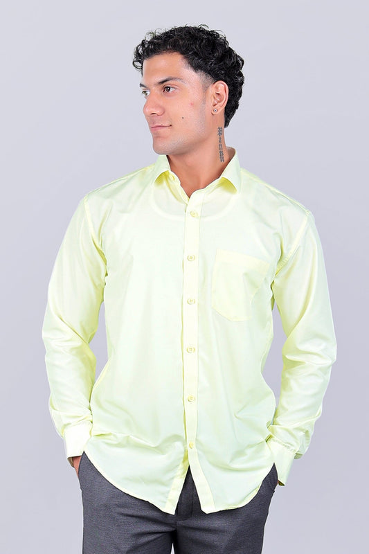 bluebird light lemon men's office shirt - Veshbhoshaa