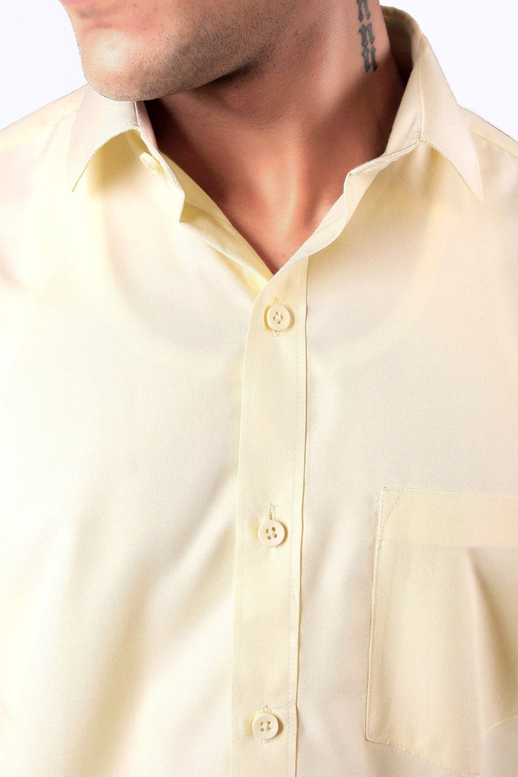 bluebird light mango men's office shirt - Veshbhoshaa