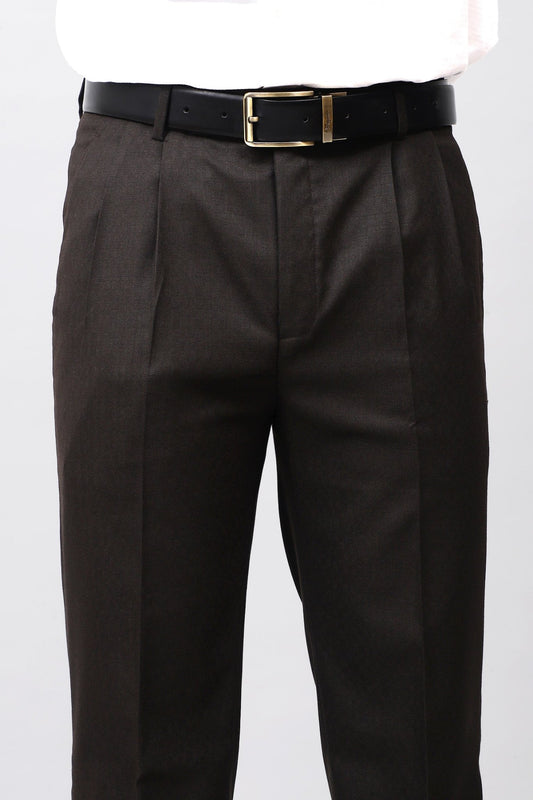 Bluebird Luxe Dark Chocolate Pleated Trouser - Veshbhoshaa