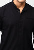 Bluebird Men's 100% Cotton Mandarin Shirt Black Color - Veshbhoshaa