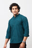 Bluebird Men's 100% Cotton Mandarin Shirt Green Color - Veshbhoshaa