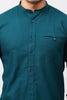 Bluebird Men's 100% Cotton Mandarin Shirt Green Color - Veshbhoshaa