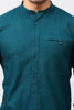 Bluebird Men's 100% Cotton Mandarin Shirt Green Color - Veshbhoshaa