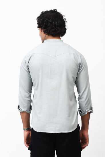 Bluebird Men's 100% Cotton Mandarin Shirt Grey Color - Veshbhoshaa