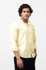Bluebird Men's 100% Cotton Mandarin Shirt Light Beige Color - Veshbhoshaa