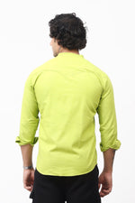 Bluebird Men's 100% Cotton Mandarin Shirt Mehandi Green Color - Veshbhoshaa