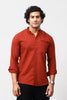 Bluebird Men's 100% Cotton Mandarin Shirt Rust Color - Veshbhoshaa