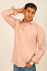 bluebird men's baby pink knitted plain shirt - Veshbhoshaa