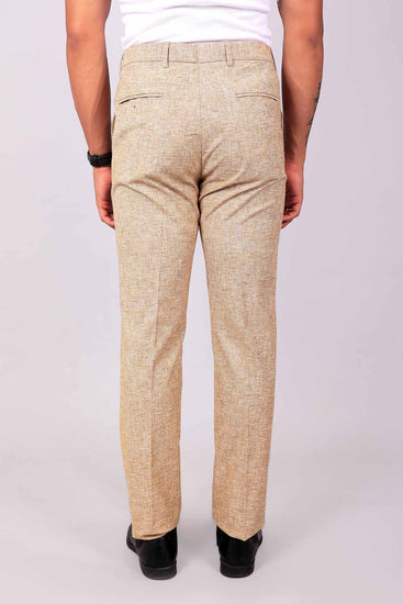 bluebird men's beige lycra linen formal trouser - Veshbhoshaa