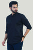 bluebird men's black casual short kurta - Veshbhoshaa