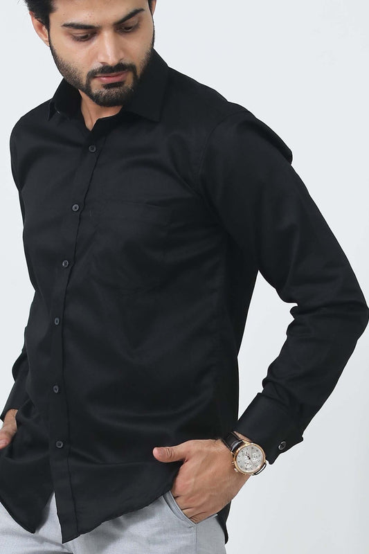 bluebird men's black cufflink formal shirt - Veshbhoshaa