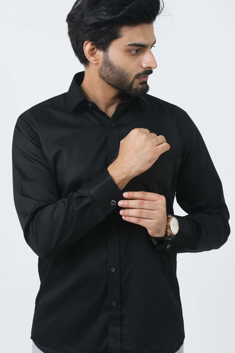 bluebird men's black cufflink formal shirt - Veshbhoshaa