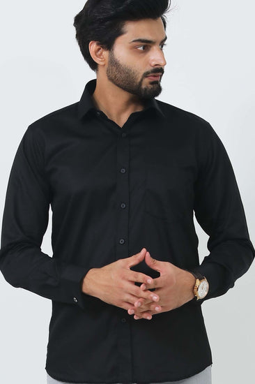 bluebird men's black cufflink formal shirt - Veshbhoshaa