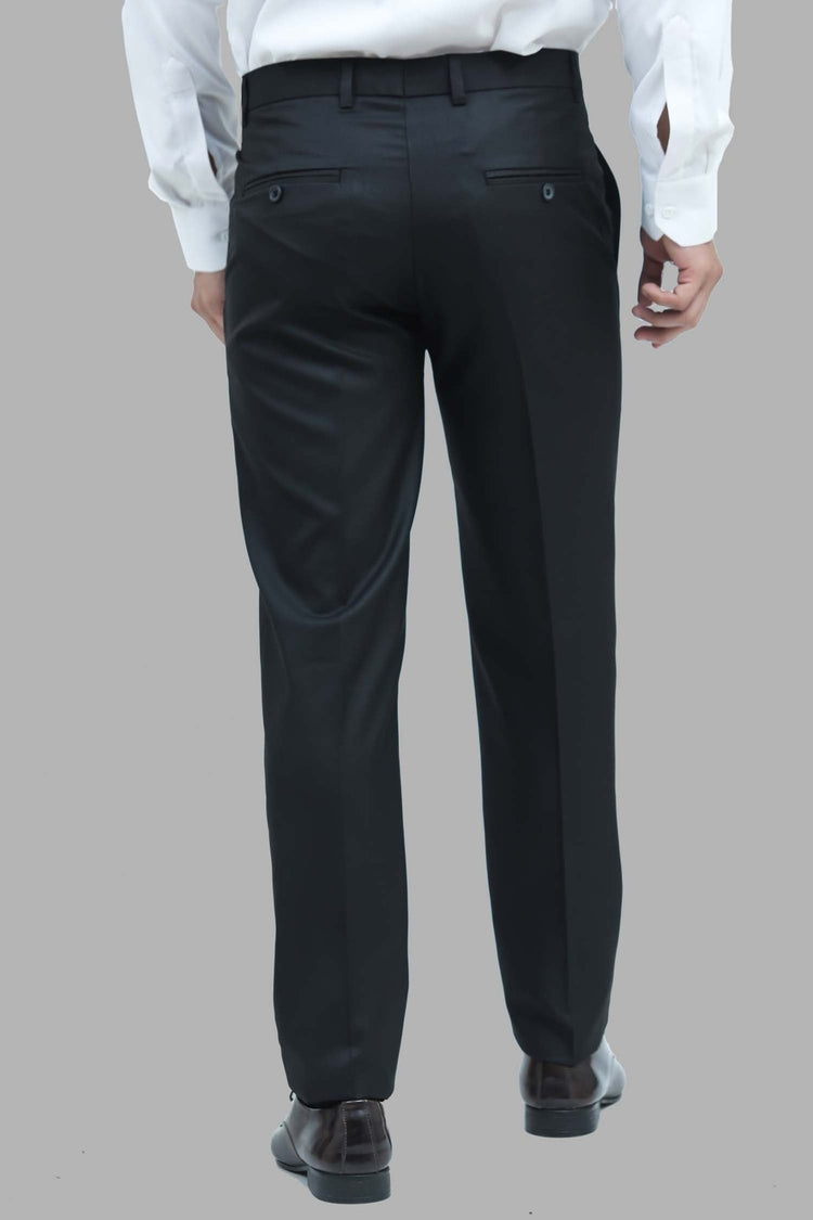 bluebird men's black dobby formal trouser - Veshbhoshaa