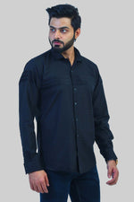 bluebird men's black knitted plain shirt - Veshbhoshaa