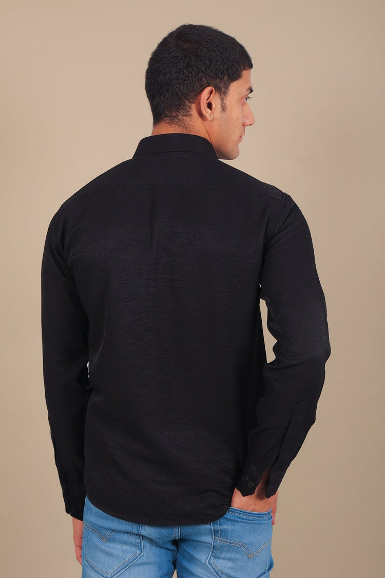 bluebird men's black knitted plain shirt - Veshbhoshaa