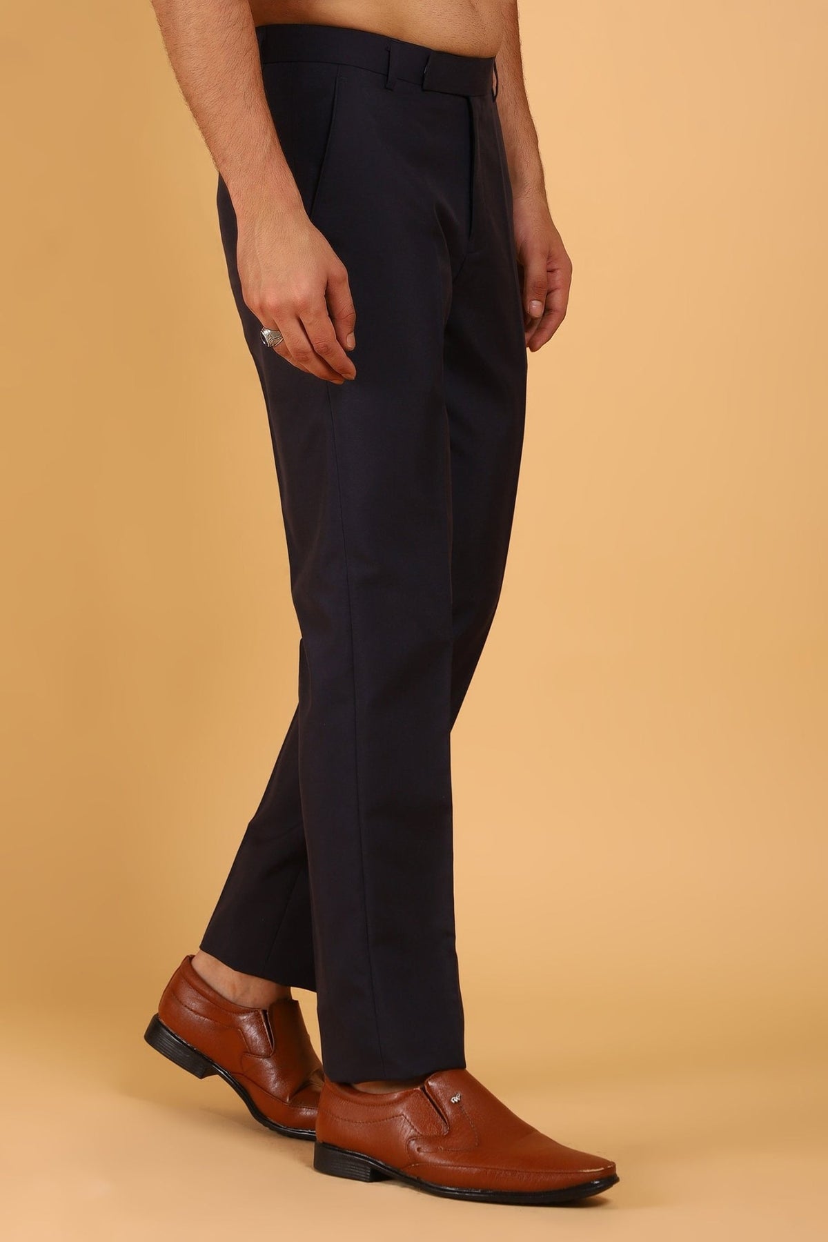 bluebird men's black lycra formal trouser - Veshbhoshaa