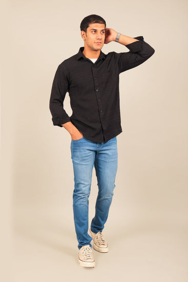 bluebird men's black plain shirt - Veshbhoshaa