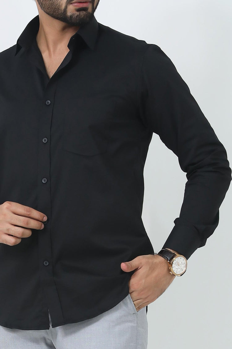 bluebird men's black polycotton formal shirt - Veshbhoshaa