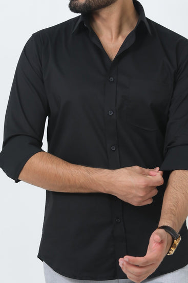 bluebird men's black polycotton formal shirt - Veshbhoshaa