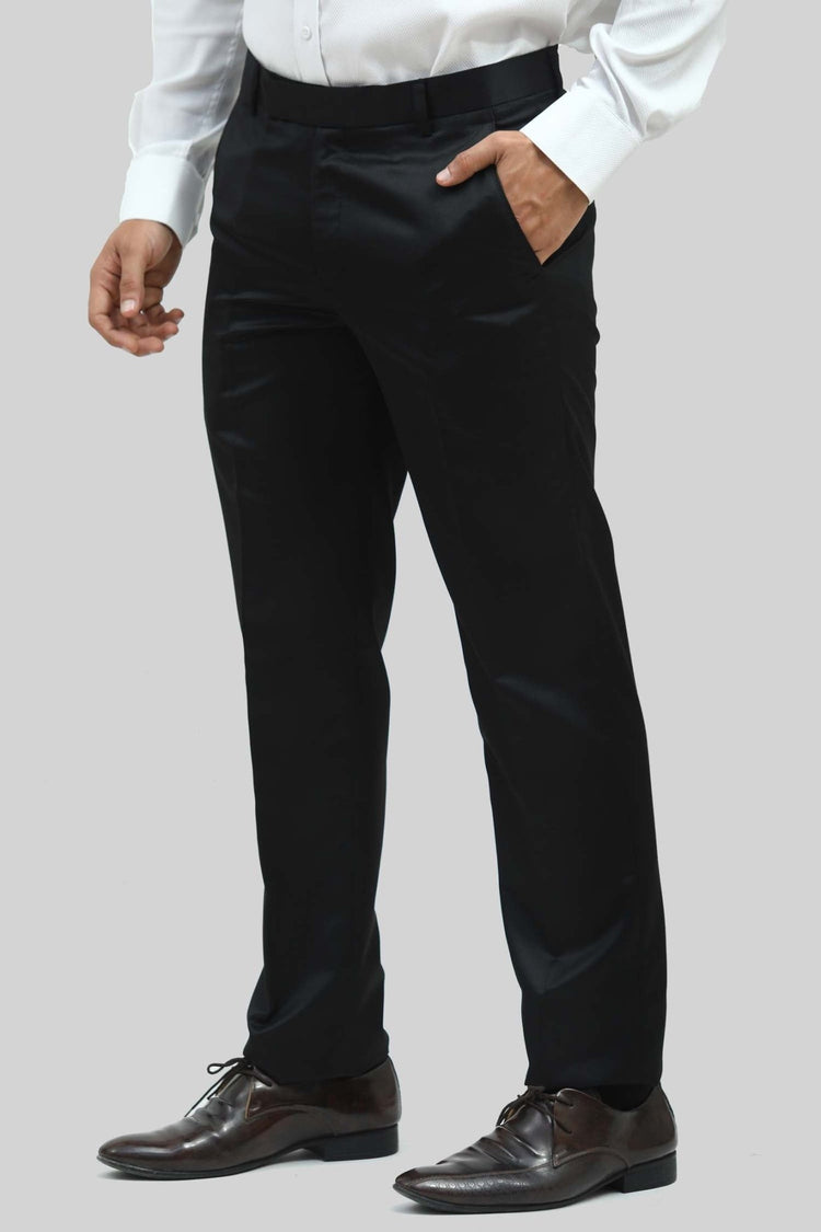 bluebird men's black sheen formal trouser - Veshbhoshaa