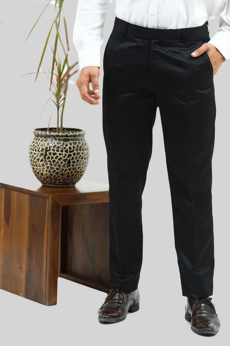 bluebird men's black sheen formal trouser - Veshbhoshaa