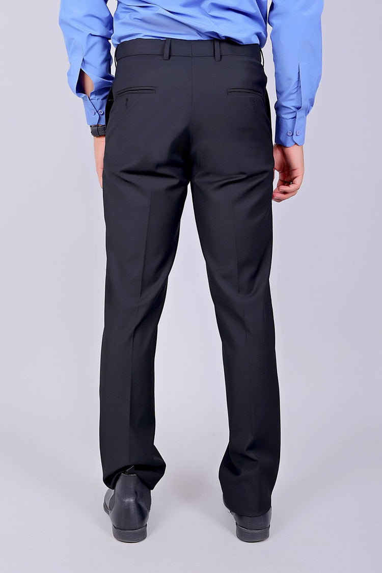 Bluebird Men's Black Stretch Band Trousers - Veshbhoshaa