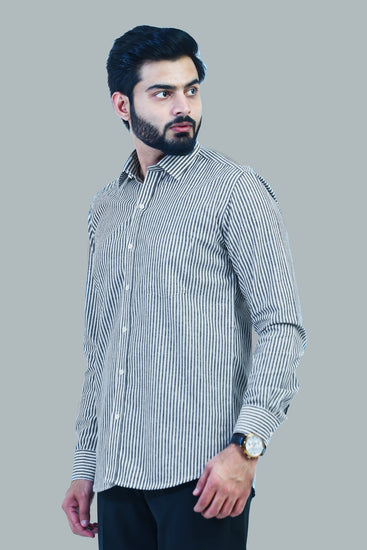 Bluebird Men's Black Striped Formal Shirt - Veshbhoshaa