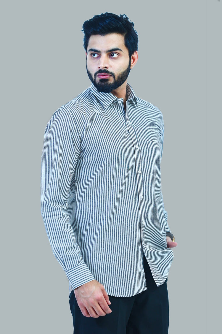 Bluebird Men's Black Striped Formal Shirt - Veshbhoshaa