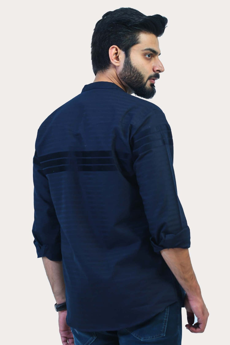 Bluebird Men's Blue Casual Short Kurta - Veshbhoshaa