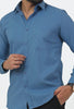 Bluebird Men's Blue Cotton Lycra Formal Shirt - Veshbhoshaa