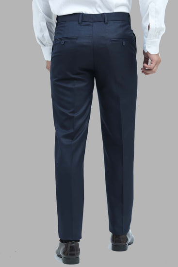 Bluebird Men's Blue Dobby Formal Trouser - Veshbhoshaa