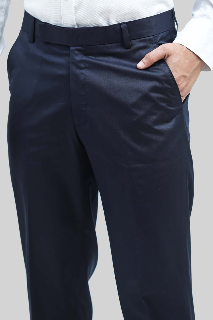 Bluebird Men's Blue Sheen Formal Trousers - Veshbhoshaa