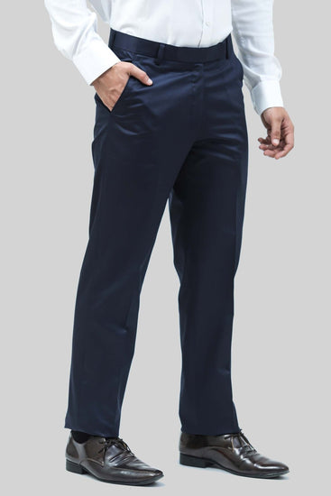 Bluebird Men's Blue Sheen Formal Trousers - Veshbhoshaa