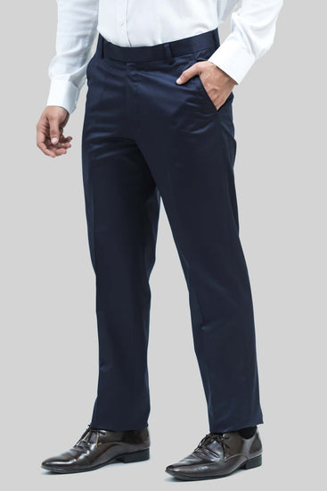 Bluebird Men's Blue Sheen Formal Trousers - Veshbhoshaa