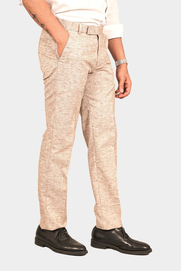 Bluebird Men's Brown Linen Formal Trouser - Veshbhoshaa