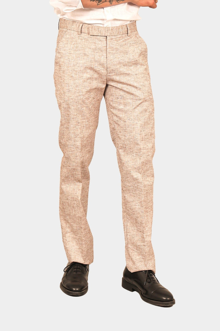 Bluebird Men's Brown Linen Formal Trouser - Veshbhoshaa