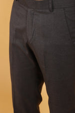 Bluebird Men's Brown Textured Lycra Formal Trousers - Veshbhoshaa