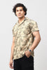 Bluebird Men's Casual Half - Sleeve Shirt Geometric Print Beige - Veshbhoshaa