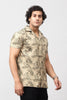 Bluebird Men's Casual Half - Sleeve Shirt Geometric Print Beige - Veshbhoshaa